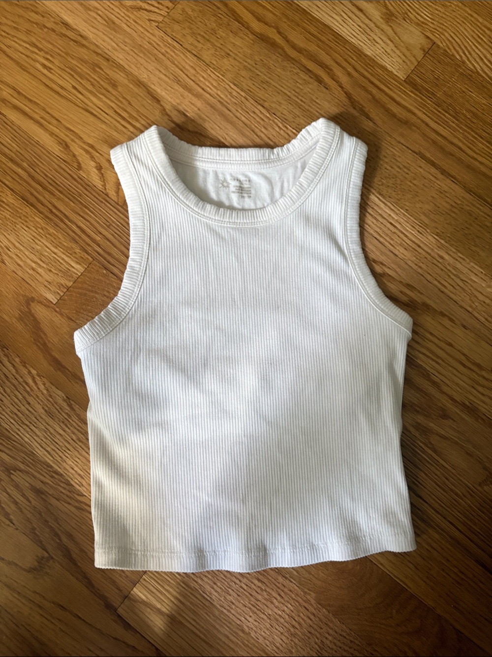 Women's White Ribbed Tank Top - Sleeveless Crew Neck